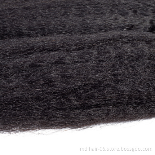 Unprocessed Human Hair Weaves Bundles Kinky Straight Hair Bundle With Lace Front Closure Human Hair Extension